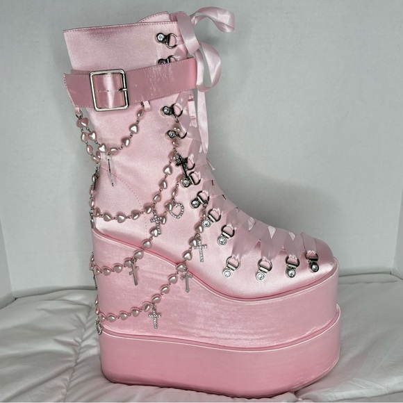 Sugar Thrillz Shoes - Sugar Thrillz Pink Holy Revelation Traitor Platform Boots